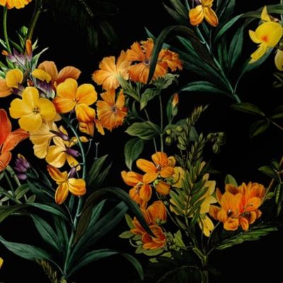 12" Yellow Spring Flower Botanical Garden - black
