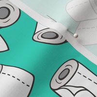 Trendy Toilet Paper Tissue Rolls on Green