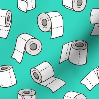 Trendy Toilet Paper Tissue Rolls on Green