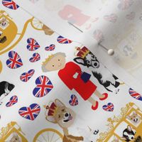 4.5"  queen with the royal corgis - corgi pattern - queen elizabeth pattern  white