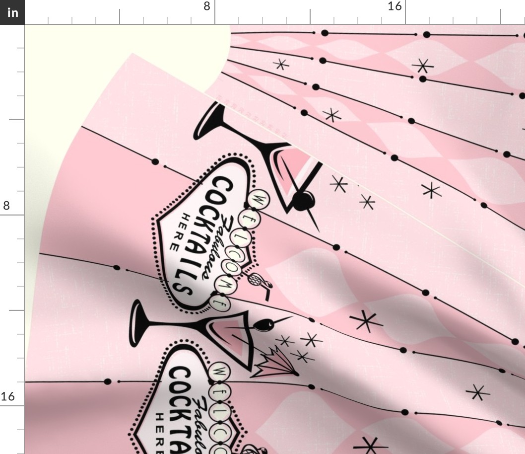 3 Yard DIY Atomic Cocktails Circle Skirt - Pink -*** Please Read Additional Details For More Info.