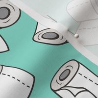 Trendy Toilet Paper Tissue Rolls on Mint Green