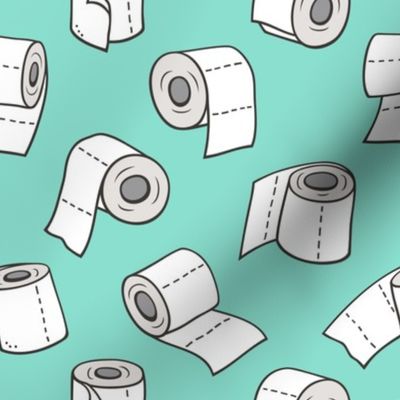 Trendy Toilet Paper Tissue Rolls on Mint Green