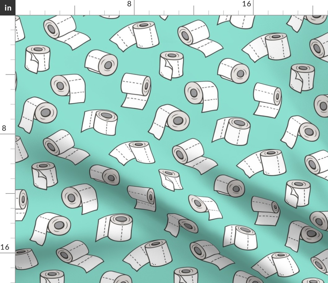 Trendy Toilet Paper Tissue Rolls on Mint Green