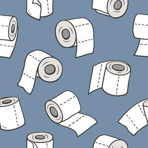 Trendy Toilet Paper Tissue Rolls on Denim Blue