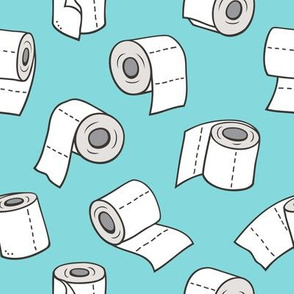 Trendy Toilet Paper Tissue Rolls on Aqua Blue