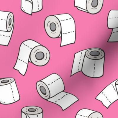 Trendy Toilet Paper Tissue Rolls on Dark Pink
