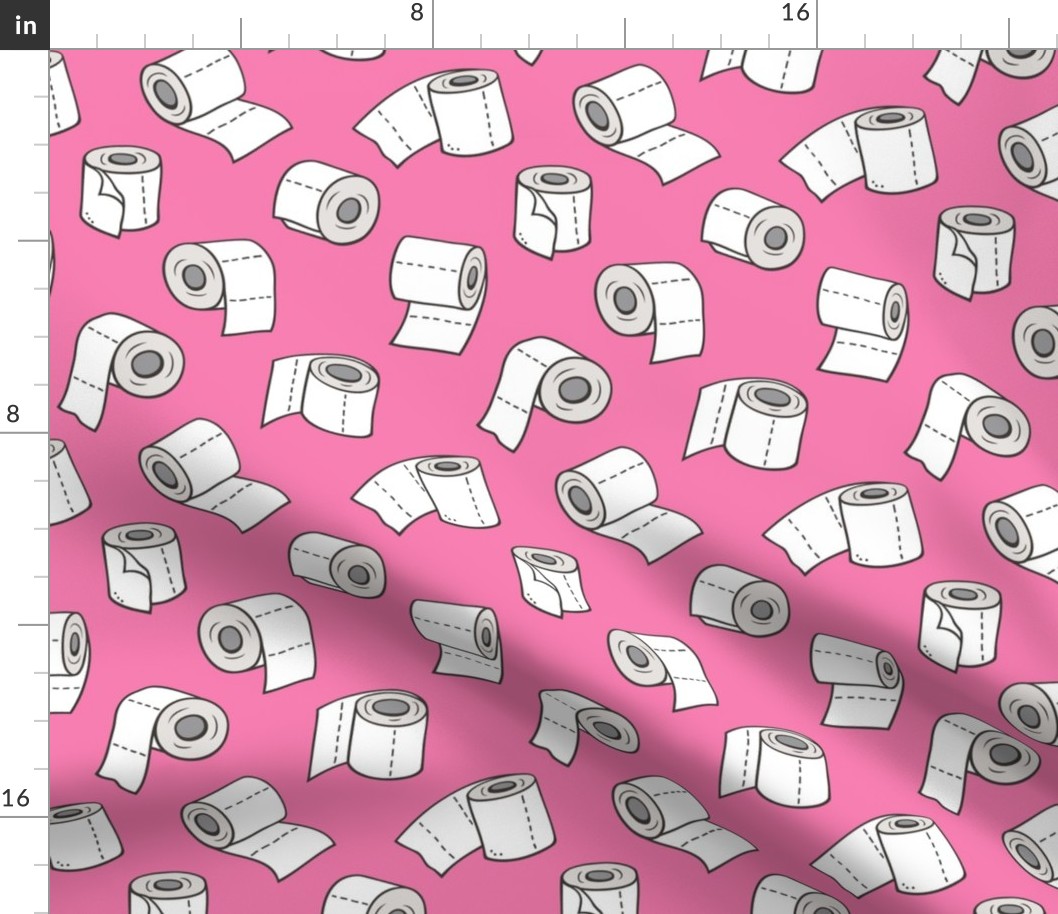 Trendy Toilet Paper Tissue Rolls on Dark Pink