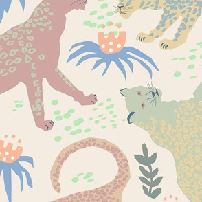 Larger Scale - Jungle Cat Party in Postmodern Pastel