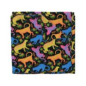 Larger Scale - Jungle Cat Party in Black + Neon