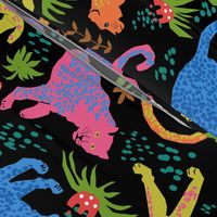 Larger Scale - Jungle Cat Party in Black + Neon