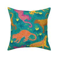 Larger Scale - Jungle Cat Party in Vivid Green