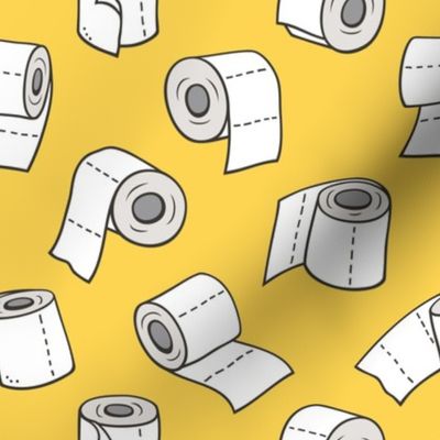 Trendy Toilet Paper Tissue Rolls on Yellow