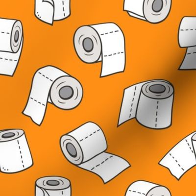 Trendy Toilet Paper Tissue Rolls on Orange