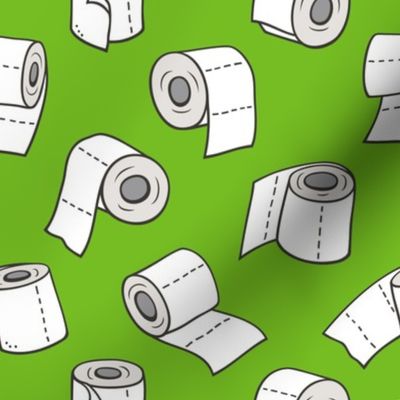 Trendy Toilet Paper Tissue Rolls on Dark Lime Green