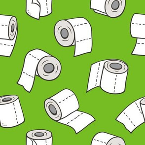 Trendy Toilet Paper Tissue Rolls on Dark Lime Green