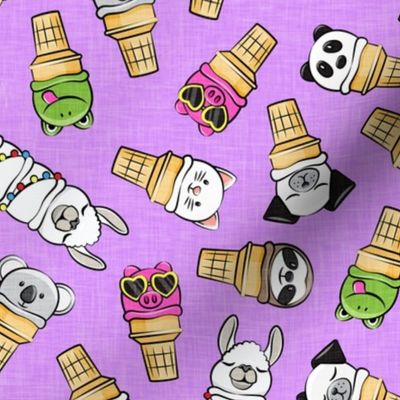 animal ice cream cones - summer ice creams - purple - LAD20