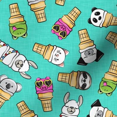 animal ice cream cones - summer ice creams - teal - LAD20