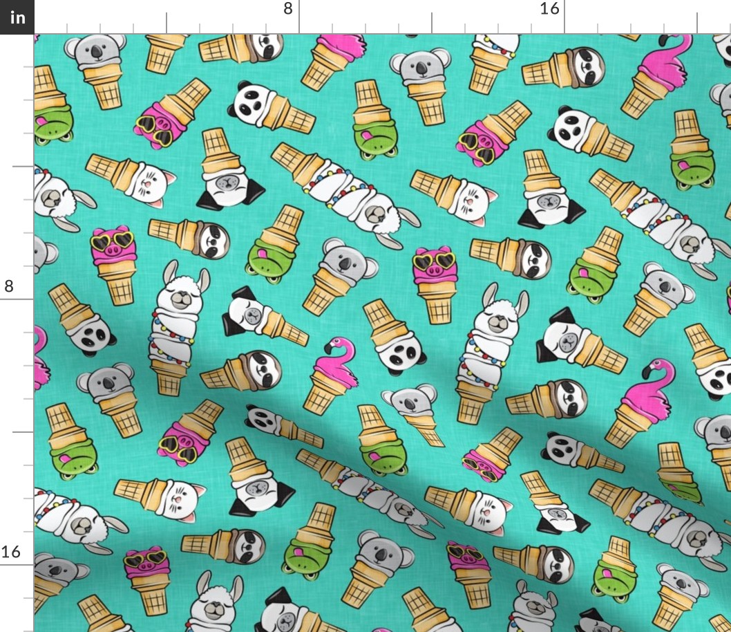 animal ice cream cones - summer ice creams - teal - LAD20