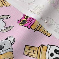 animal ice cream cones - summer ice creams - pink - LAD20