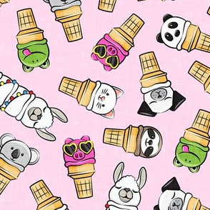 animal ice cream cones - summer ice creams - pink - LAD20
