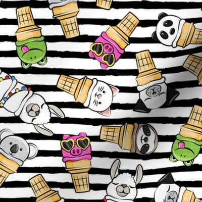 animal ice cream cones - summer ice creams - black stripes - LAD20