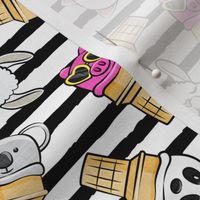 animal ice cream cones - summer ice creams - black stripes - LAD20