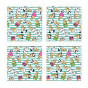 animal ice cream cones - summer ice creams - teal stripes - LAD20