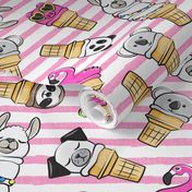 animal ice cream cones - summer ice creams - pink stripes - LAD20