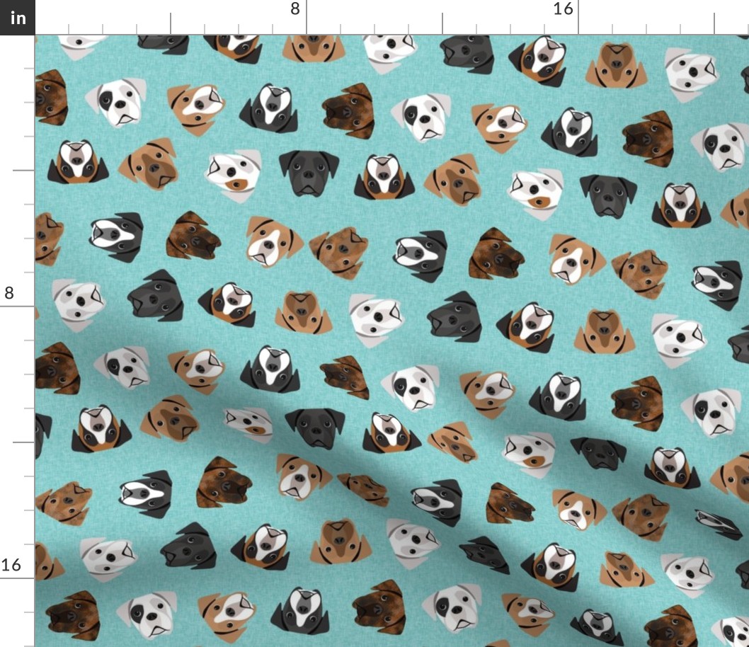 boxer dogs fabric - tossed dogs - blue