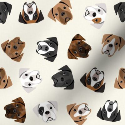 boxer dogs fabric - tossed dogs - cream