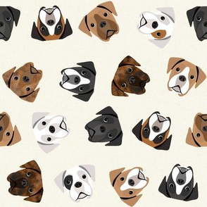 boxer dogs fabric - tossed dogs - cream