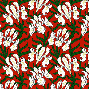flower vintage pattern on burnt red