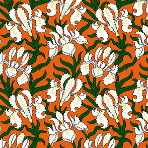 flower vintage pattern on orange