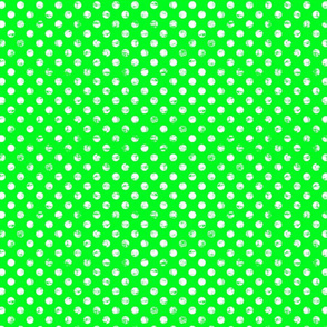 distress white polka dots on neon green