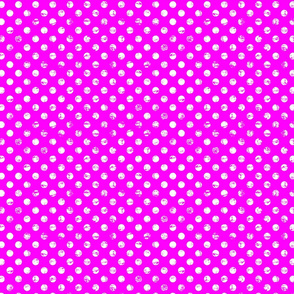 distress white polka dots on neon pink
