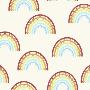 Lined rainbows in cream sky // Rainbows for nursery