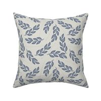 Lines and dark blue leaves // Grey // Modern botanical // Simple leaves