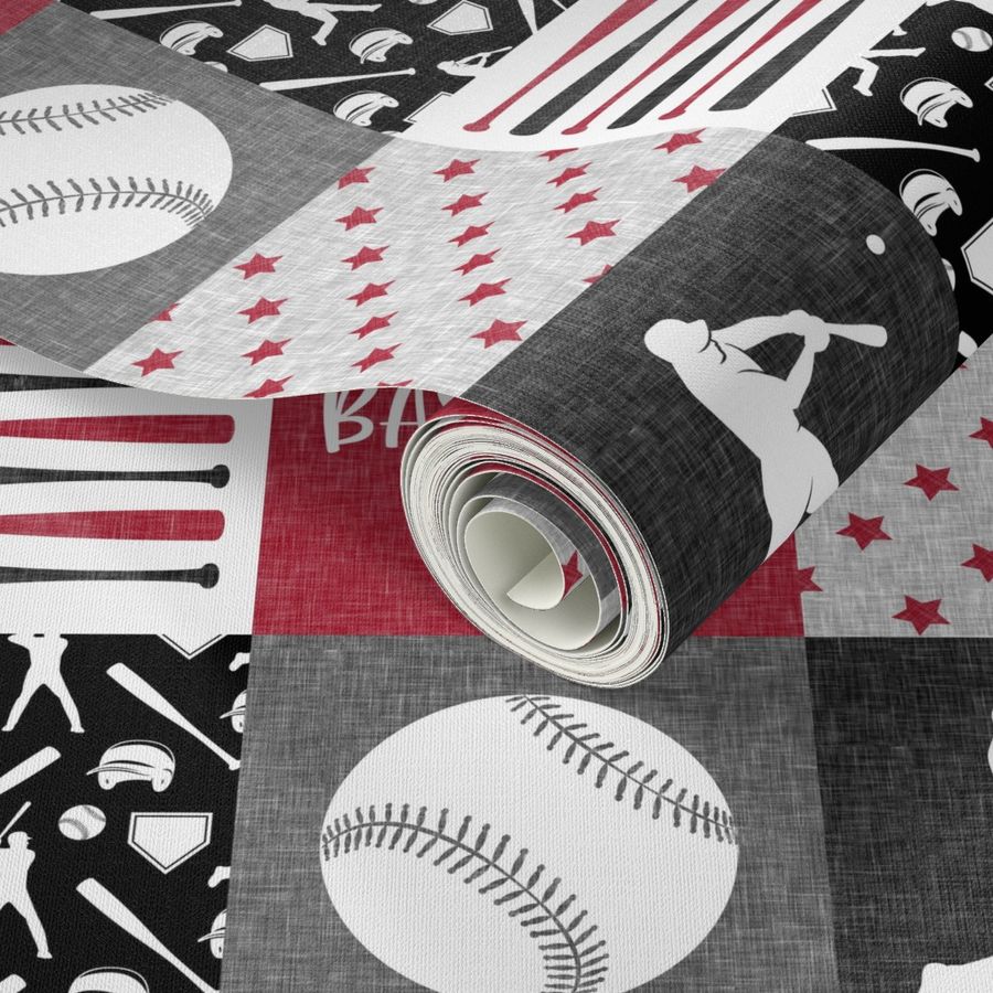 Baseball mom - baseball patchwork - red and black - LAD20