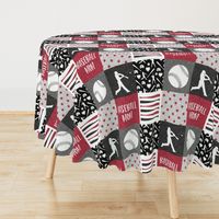 Baseball mom - baseball patchwork - red and black - LAD20