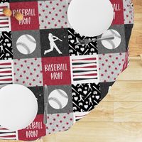 Baseball mom - baseball patchwork - red and black - LAD20