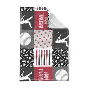 Baseball mom - baseball patchwork - red and black (90)- LAD20