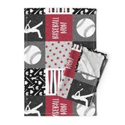 Baseball mom - baseball patchwork - red and black (90)- LAD20