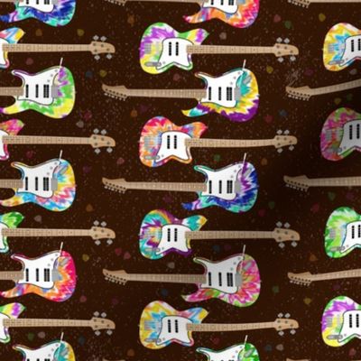 Tie Dye Guitars on Brown by ArtfulFreddy