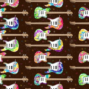 Tie Dye Guitars on Brown by ArtfulFreddy