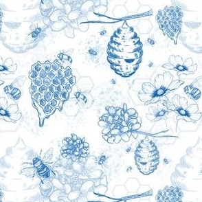 Blue Bee Toile