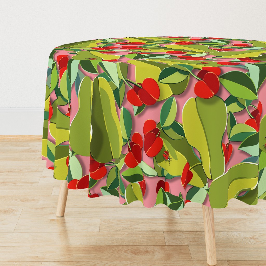 Papercut Pears, Cherries & Ladybugs  | Jumbo | Pink