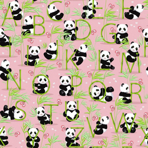 Panda and letters, pink background