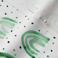Jade green watercolor happy rainbows with dots - painted rainbow pattern for nursery