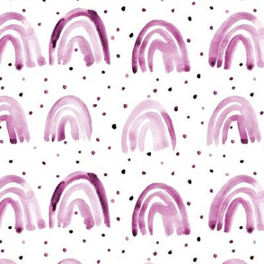 Berry happy rainbows - watercolor pink rainbow pattern with dots